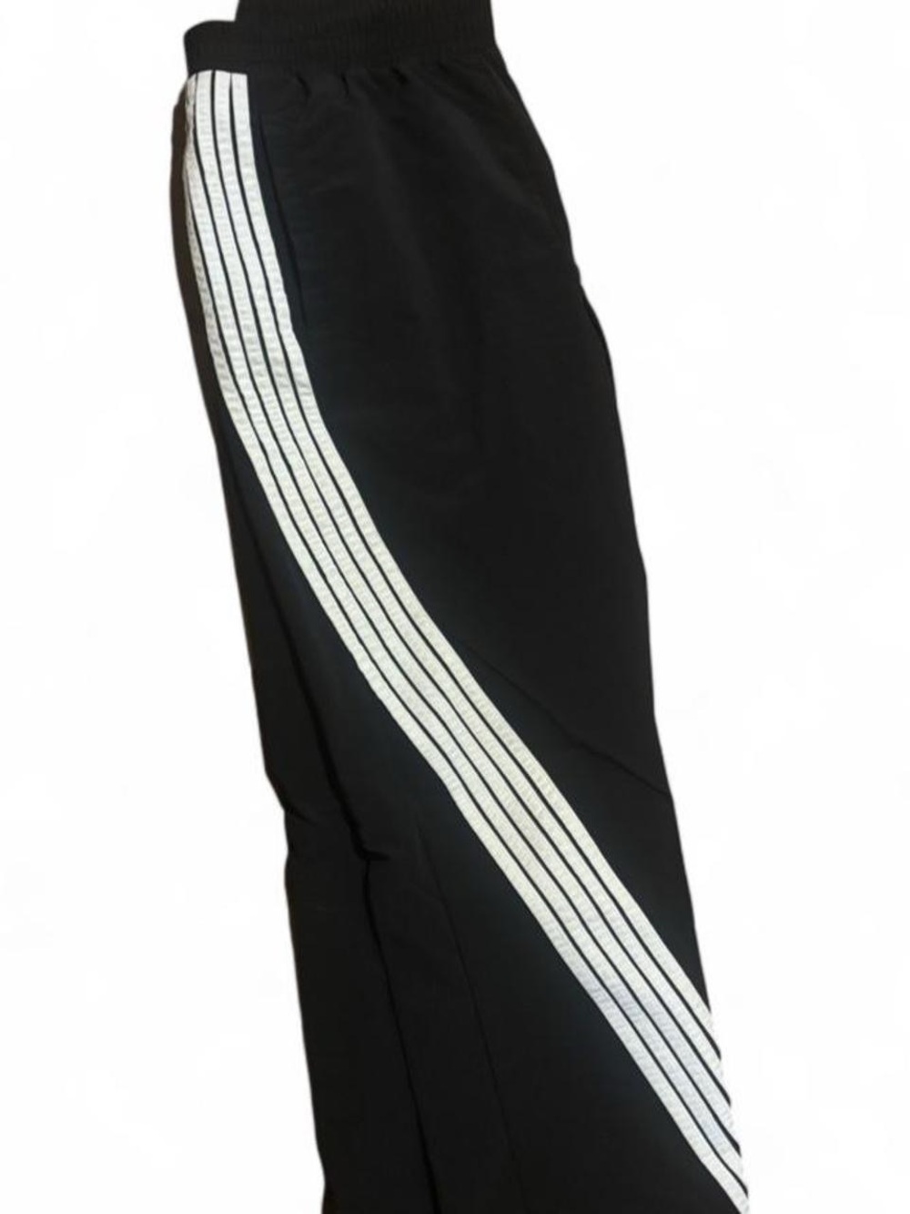 Kids Black Track Pants with White Striped Side